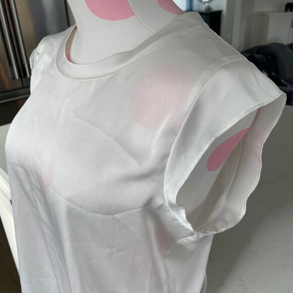 DKNY Neutral Scoop Neck Cap Sleeve Polyester Top White Sz S - Picture 3 of 8